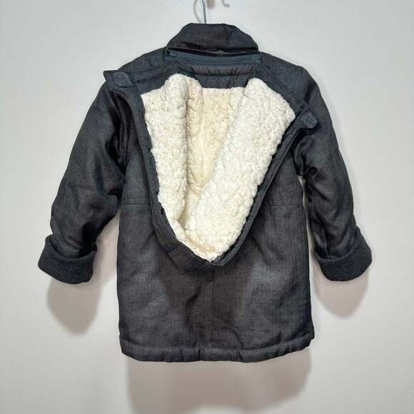 Okie Dokie Gray Winter Parka Coat Size 18mons, Removable Hood Shearling Lined - Picture 3 of 7